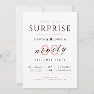 Moderne, elegante Überraschung zum 90. Geburtstag Einladung