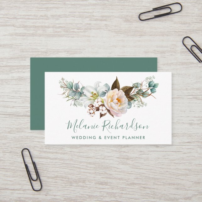 Moderne Elegante Vegetation Botanisches Grün der B Visitenkarte (Vorderseite/Rückseite Beispiel)