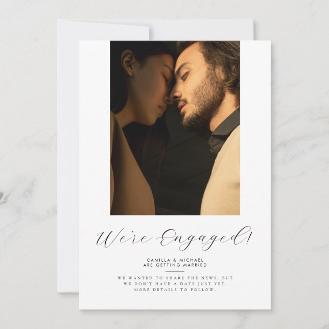 Moderne Elegante Verlobung Announcement Card Save The Date (Vorderseite)