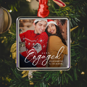 Moderne elegante Verlobungsfoto mit Schrift Ornament Aus Metall