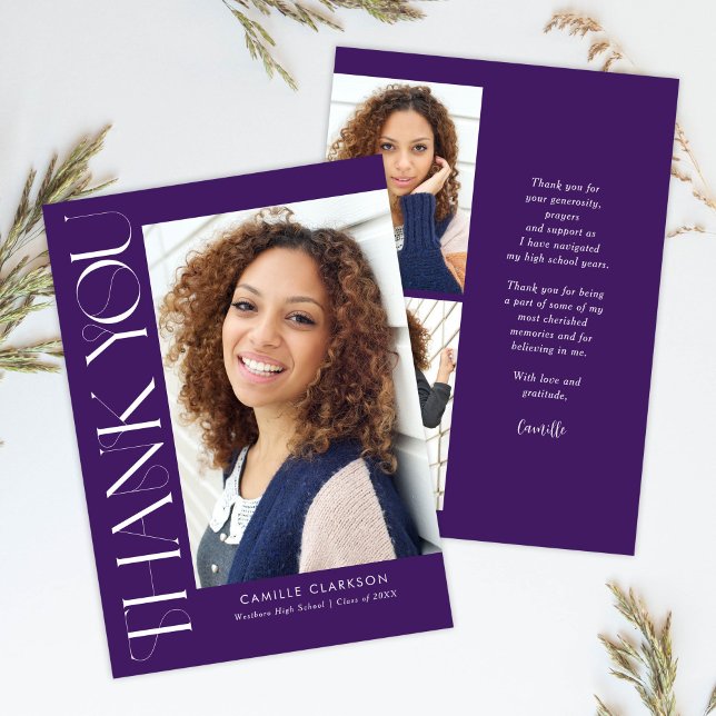 Moderne Elegante Vertikale Drei-Foto-Abschluss Dankeskarte (Von Creator hochgeladen)