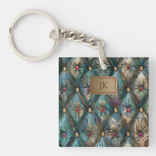Moderne elegante Vintage-Leder farbenfrohe Diamant Schlüsselanhänger