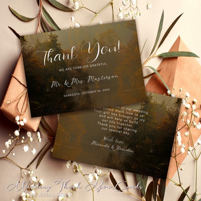 Moderne Elegante Vintage Rustikale Hochzeit im Her Dankeskarte (Von Creator hochgeladen)