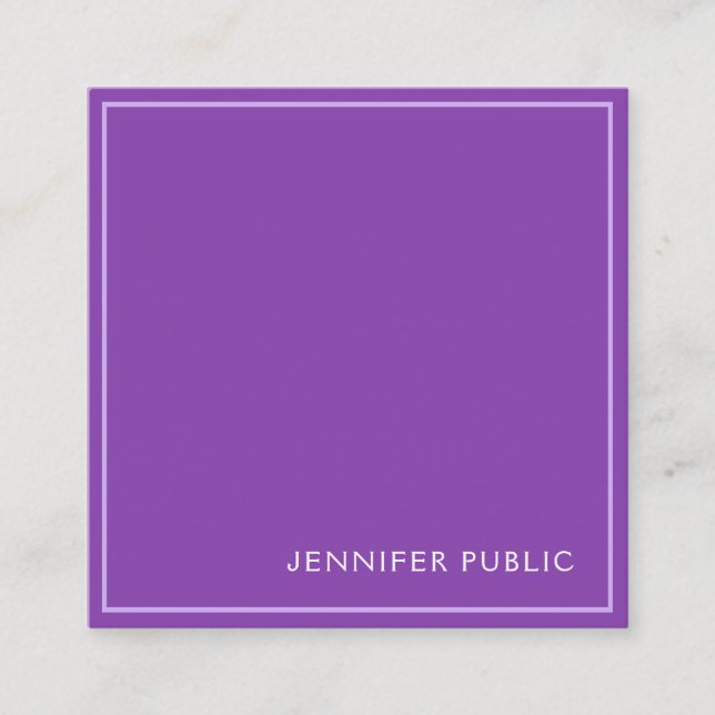 Moderne Elegante Violet Seide Finish Luxe Quadratische Visitenkarte (Vorderseite)