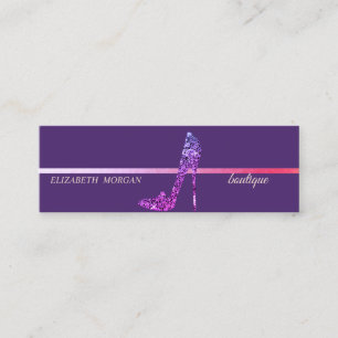 Moderne elegante violette Diamant-Hochhackerschuhe Mini Visitenkarte