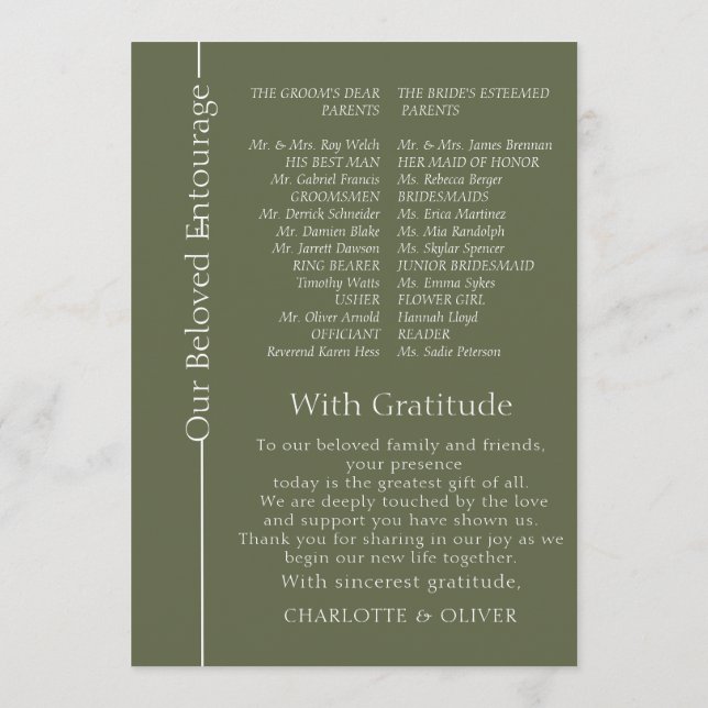 Moderne elegante Vorlage für Hochzeitsprogramme De (Rückseite)