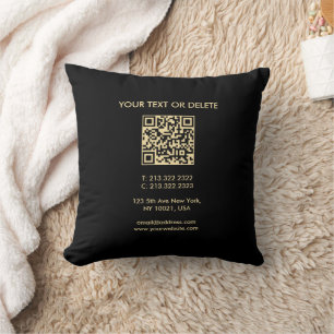 Moderne Elegante Vorlage QR Code Schwarz und Gold Kissen