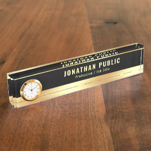 Moderne elegante Vorlage Schwarz & Gold Profession Namensplakette