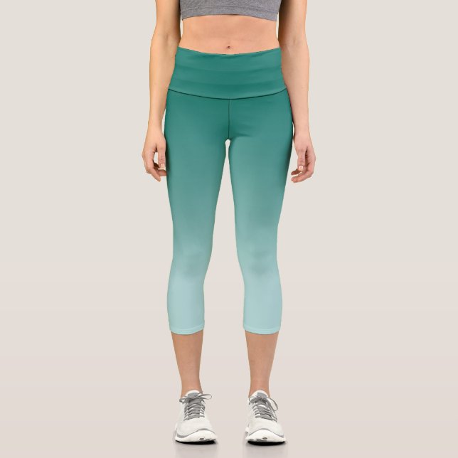 Moderne elegante Vorlage Womens Aquamarin Blue Gre Capri Leggings (Vorderseite)