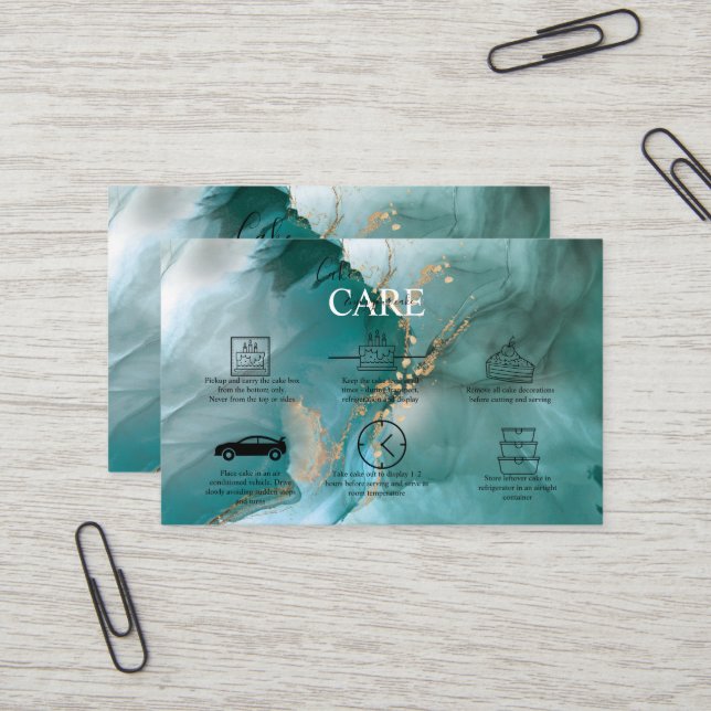 Moderne Elegante Wasserfarbe Aquamarin und Gold Ca Visitenkarte (Vorderseite/Rückseite Beispiel)