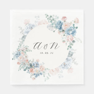 Moderne elegante Wasserfarbe Floral Monogramm Hoch Serviette