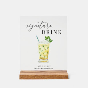 Moderne elegante Wasserfarbe Signature Drink Acrylschild