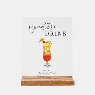 Moderne elegante Wasserfarbe Signature Drink Acrylschild