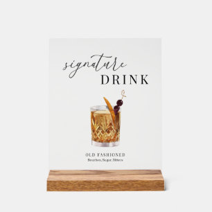 Moderne elegante Wasserfarbe Signature Drink Acrylschild