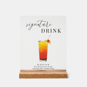 Moderne elegante Wasserfarbe Signature Drink Acrylschild