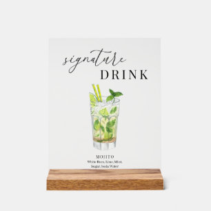 Moderne elegante Wasserfarbe Signature Drink Acrylschild
