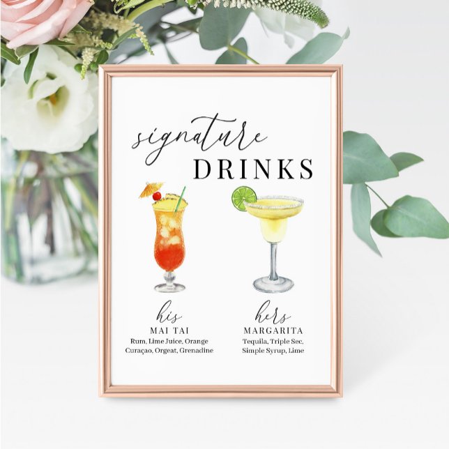 Moderne Elegante Wasserfarben Signature Drinks Zei (Von Creator hochgeladen)