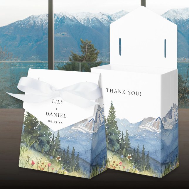 Moderne Elegante Watercolor Geschenkschachtel (Modern Elegant Watercolor Mountain Wedding Favor Boxes)