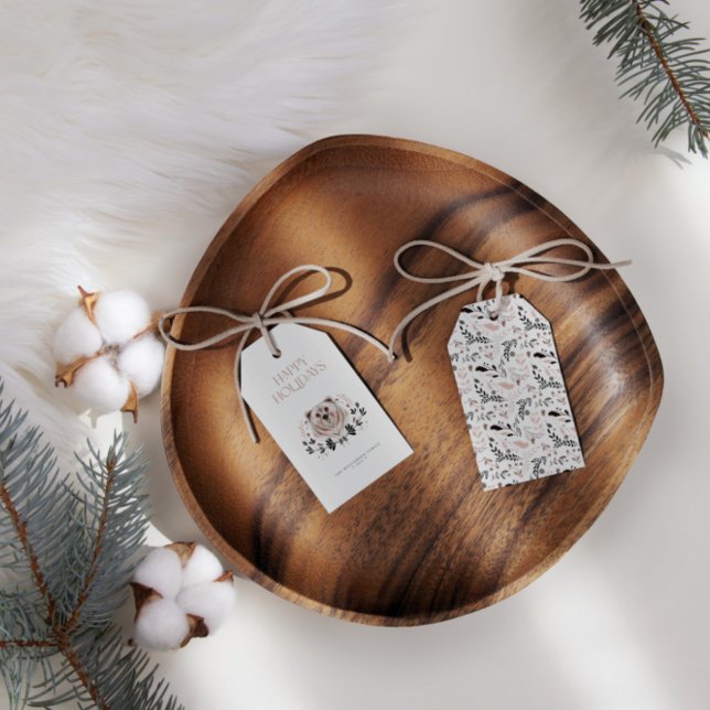 Moderne Elegante Watercolor Happy Holidays Geschenkanhänger (Von Creator hochgeladen)