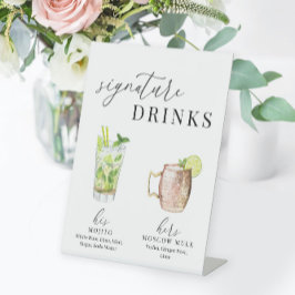 Moderne, elegante Watercolor Signature Drinks Sockelschild