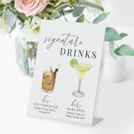 Moderne, elegante Watercolor Signature Drinks Sockelschild