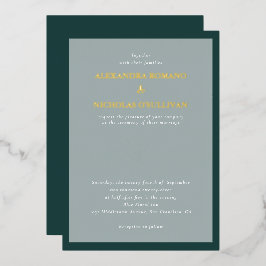 Moderne Elegante Wedding Emerald Green und Gold Folieneinladung