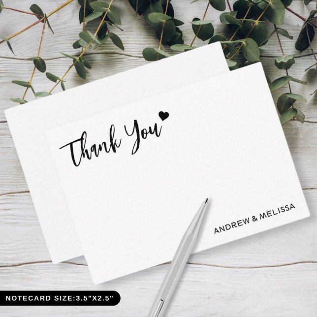 Moderne Elegante Wedding Vielen Dank Newlyweds Cou Mitteilungskarte (Modern Elegant Wedding Thank You Newlyweds Couple Note Card)