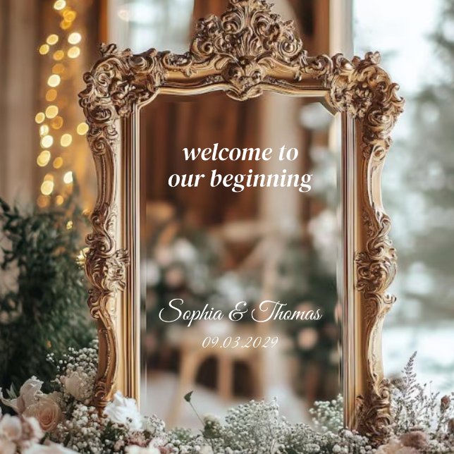 Moderne Elegante Wedding Welcome Sign Mirror Decal Fensteraufkleber (Von Creator hochgeladen)