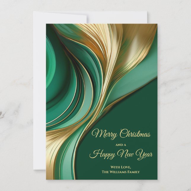 Moderne Elegante Weihnachten Grün und Gold (Vorderseite)