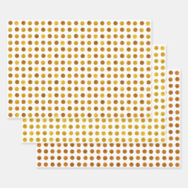 Moderne elegante weiße Goldkupfer-Polka-Dots Geschenkpapier Set