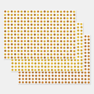 Moderne elegante weiße Goldkupfer-Polka-Dots Geschenkpapier Set