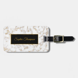 Moderne elegante weiße Goldmarmor Name Gepäckmarke Gepäckanhänger