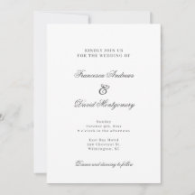 Moderne, elegante weiße Hochzeitseinladung