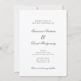 Moderne, elegante weiße Hochzeitseinladung Einladung