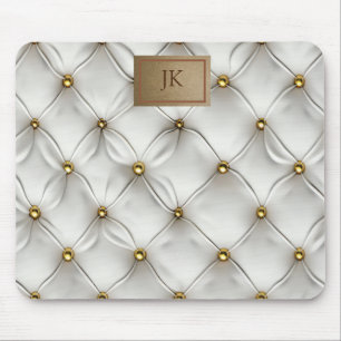 Moderne elegante weiße Leder-Tufting-Gold Mousepad