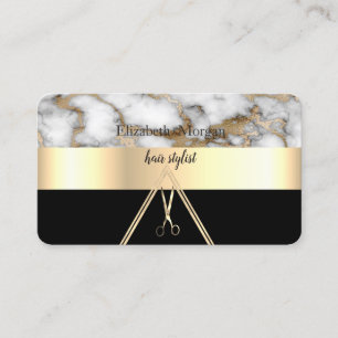Moderne elegante weiße Marmorfarbe Schwarz, Gold,  Visitenkarte