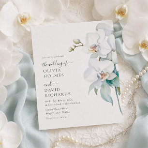 Moderne elegante weiße Orchideen-Hochzeitseinladun Einladung
