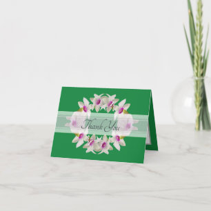Moderne elegante weiße Orchideen-Lei-Blumen-Dankes Dankeskarte