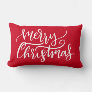 Moderne elegante weiße Schrift Frohe Weihnachten R Lendenkissen