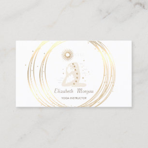 Moderne elegante weiße und goldene Kreise Yogamädc Visitenkarte