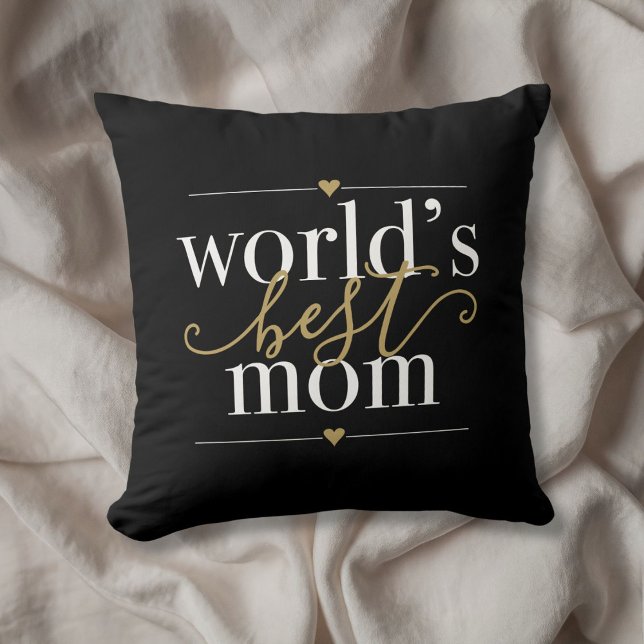 Moderne Elegante Welten Beste Mama Schwarz und Gol Kissen (Modern Elegant Worlds Best Mom Black And Gold Throw Pillow)