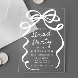 Moderne elegante White Bow Graduation Party Acryleinladungen