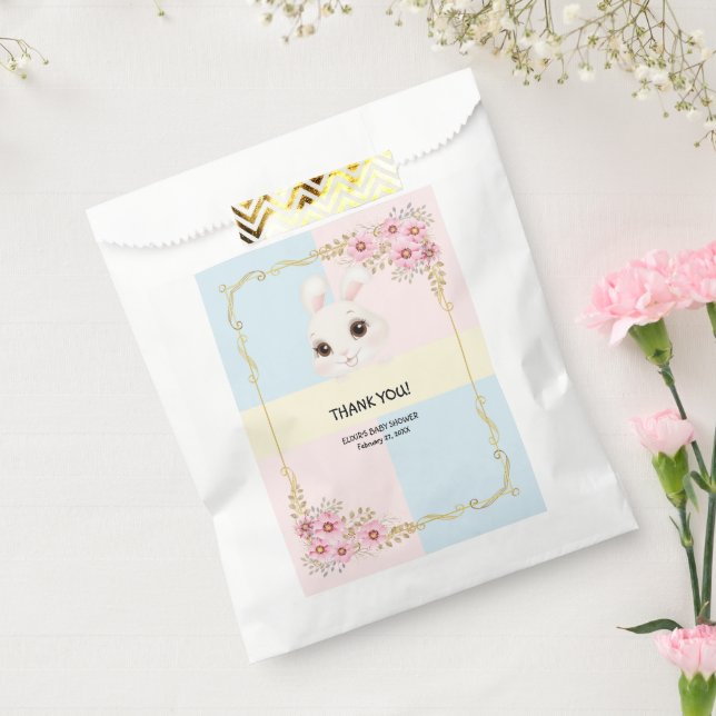 Moderne elegante White Bunny Baby Dusche Geschenktütchen (Versiegelt)