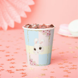 Moderne elegante White Bunny Baby Dusche Pappbecher