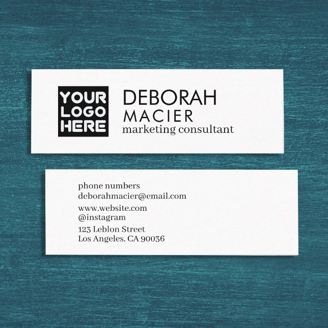 Moderne elegante White Mini Business Card mit Logo Visitenkarte (Von Creator hochgeladen)