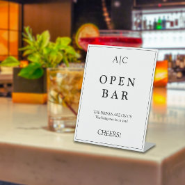 Moderne, elegante White Monogram Wedding Bar Sockelschild