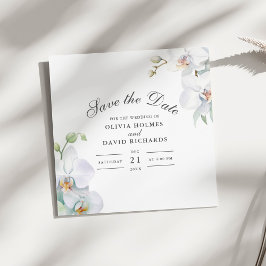 Moderne elegante White Orchid Save the Date Card