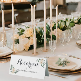 Moderne, elegante White Rose - Platz reserviert Tischaufsteller