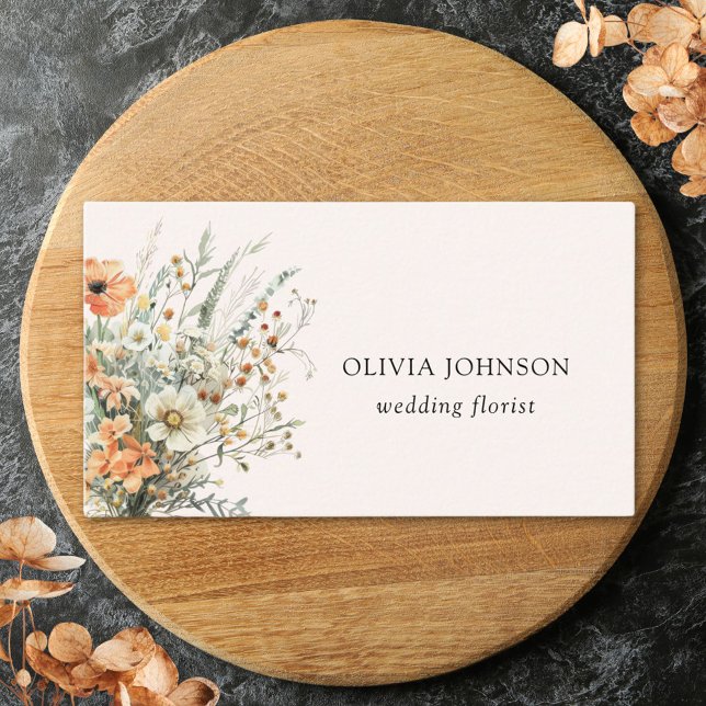Moderne elegante Wildblume Floral Business Card Visitenkarte (Close up)