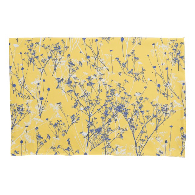 Moderne Elegante Wildblumen auf Senfgelb Kissenbezug (Vorderseite-Links)
